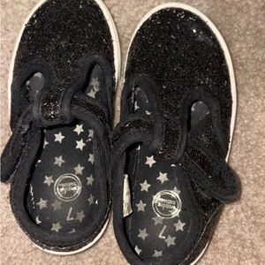 Kids Black Glitter Shoes